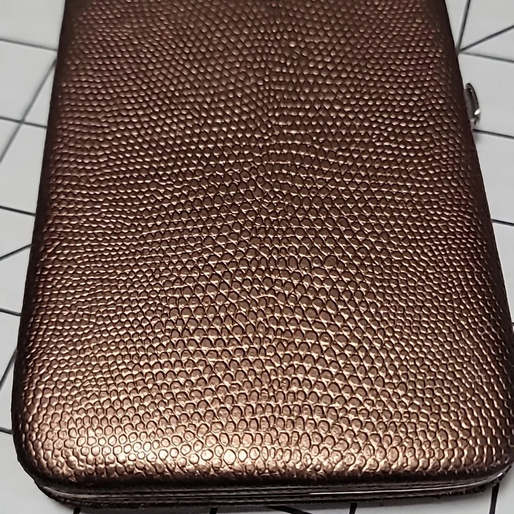 Bronze Slimline Wallet Clutch Faux Reptile‎ Print - Gently Preloved